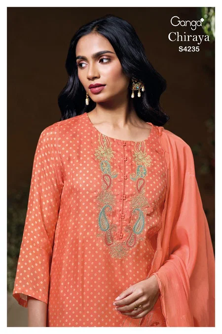 Chiraya 4235 By Ganga Bemberg Habutai Silk Designer Salwar Suits Wholesale Online